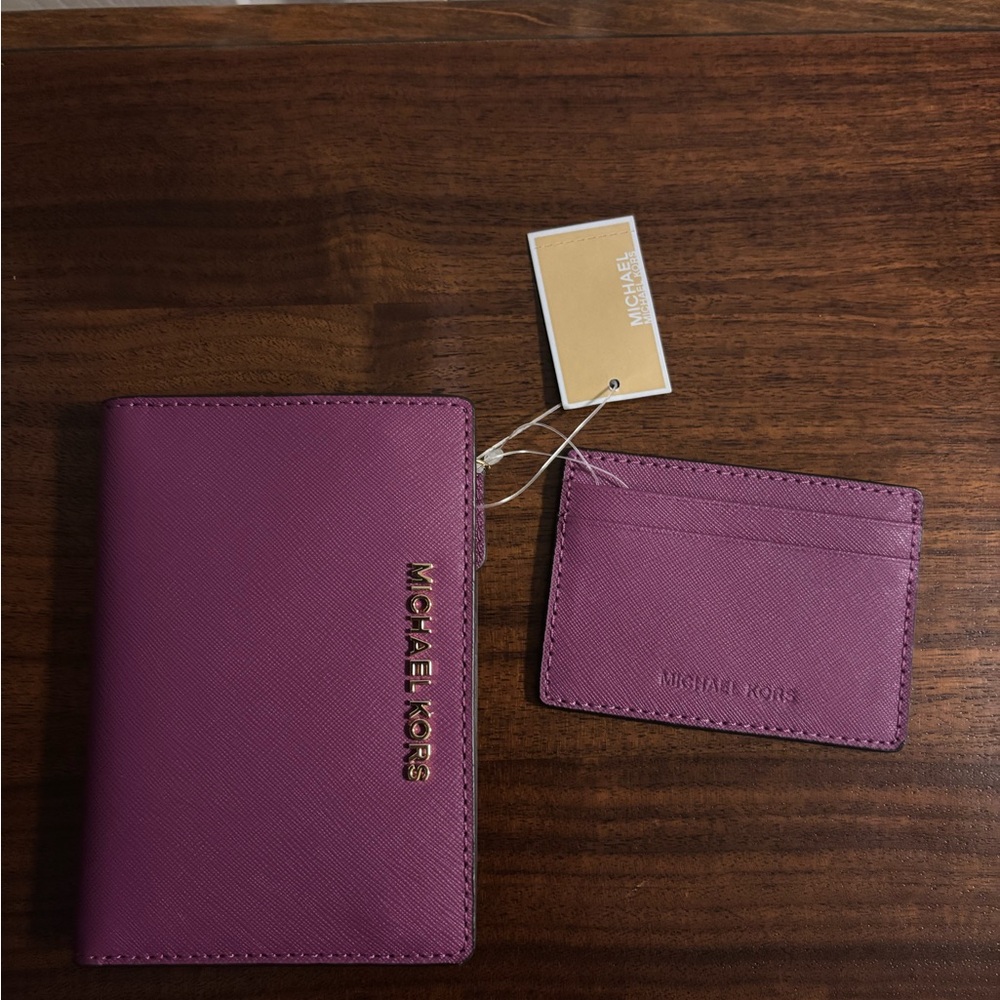 Michael Kors Pomegranate wallet & Card Holder Set
